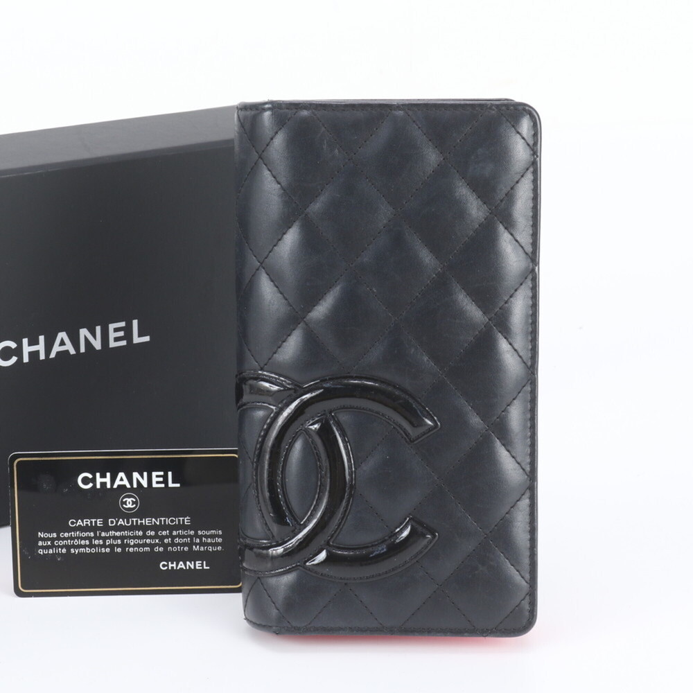 Chanel Cambon Line Leather Long Wallet with Guarantee and Serial Seal - Women's